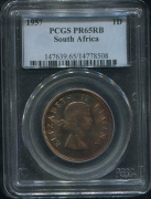 1 пенни 1957 (ЮАР) (в слабе)