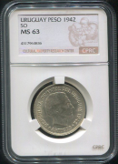 1 песо 1942 (Уругвай) (в слабе)