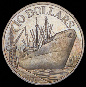 10 долларов 1975 "10 лет Независимости" (Сингапур)