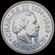 10 франков 1966 "110 лет вступлению на престол Чарльза III" (Монако)