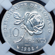 10 франков 1982. Пробные "Принцесса Грейс Келли" (Монако) (в слабе) ("essai")