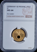 10 пфеннигов 1937 (Германия) (в слабе)