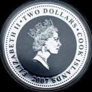 2 доллара 2007 "60 лет автомату Калашникова" (Острова Кука)