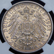 2 марки 1906 "50 лет свадьбе Фридриха I и Луизы Прусской" (Баден) (в слабе)