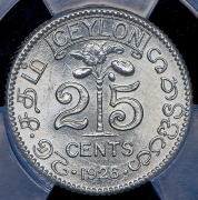 25 центов 1926 (Цейлон) (в слабе)