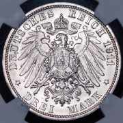 3 марки 1911 "25-летие свадьбы Вильгельма и Шарлоты" (Вюртемберг) (в слабе) F