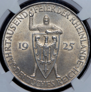 5 марок 1925 "1000-летие Рейнланда" (Германия) (в слабе) D