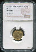 5 пфеннигов 1938 (Германия) (в слабе)