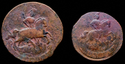 Набор из 2 медных монет Деньга, Копейка 1760