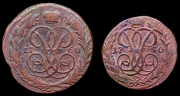 Набор из 2 медных монет Деньга, Копейка 1760