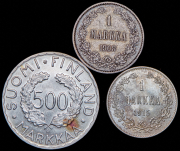 Набор из 3 сер. монет (Финляндия)