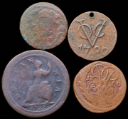 Набор из 4 медных монет (страны мира)