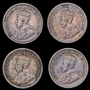 Набор из 4 сер. монет 5 центов 1916-1919 (Канада)
