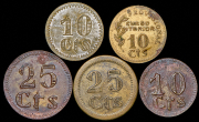 Набор из 5 монет 10 и 25 сентимо (Испания)