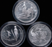 Набор из 9 монет 100 франков 1992 "Зимние олимпийские игры в Альбервиле" (Франция) (в п/у)