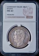 Талер 1867 (Баден) (в слабе)