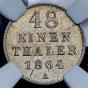 1/48 талера 1864 (Мекленбург-Стрелиц) (в слабе) A