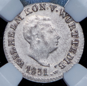 1 крейцер 1851 (Вюртемберг) (в слабе)