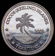 10 долларов 2003 "Визит Чарльза Дарвина" (Кокосовые острова)