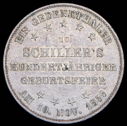 Талер 1859 "100 лет со дня рождения Фридриха Шиллера" (Франкфурт)