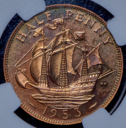 1/2 пенни 1953 (ЮАР) (в слабе)