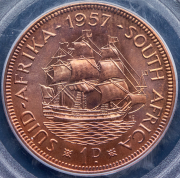 1 пенни 1957 (ЮАР) (в слабе)