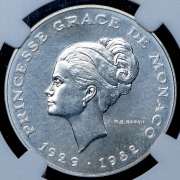 10 франков 1982. Пробные "Принцесса Грейс Келли" (Монако) (в слабе) ("essai")