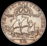 2 кроны 1938 "300 лет поселению Делавэр" (Швеция)