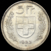 5 франков 1923 (Швейцария) (в слабе) B