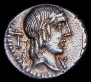 Денарий. Консул Луций Кальпурний Пизон Фруги. Рим республика