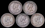 Набор из 5 сер. монет 10 центов 1912-1919 (Канада)