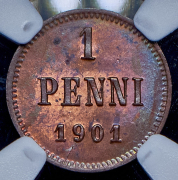 1 пенни 1901 (Финляндия) (в слабе) (из колл. Содермана)