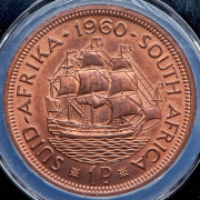 1 пенни 1960 (ЮАР) (в слабе)