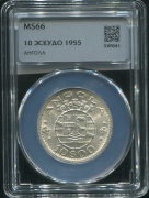 10 эскудо 1955 (Ангола) (в слабе)