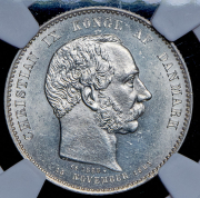 2 кроны 1888 "25 лет правления Кристиана IX" (Дания) (в слабе)