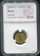 5 пфеннигов 1936 (Германия) (в слабе)