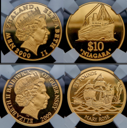 Набор из 14 золотых монет (страны мира) (в слабах)