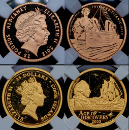 Набор из 14 золотых монет (страны мира) (в слабах)