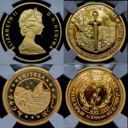 Набор из 14 золотых монет (страны мира) (в слабах)