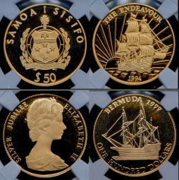 Набор из 14 золотых монет (страны мира) (в слабах)