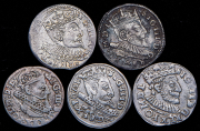 Набор из 5 сер. монет Трояк (Сигизмунд III)