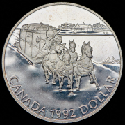1 доллар 1992 "175 лет Кингстонскому дилижансу" (Канада)