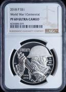 1 доллар "Столетие Первой мировой войны" 2018 (США) (в слабе)