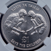 1 фунт 1989 "70 лет Фонду спасения детей" (Кипр) (в слабе)