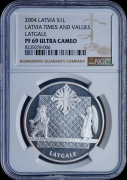 1 лат 2004 "Время и ценности - Латгалия" (Латвия) (в слабе)