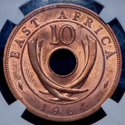 10 центов 1964 (Британская Восточная Африка) (в слабе) (Newman Collection)