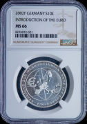 10 евро 2002 "Введение евро" (Германия) (в слабе)