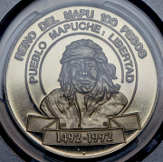 100 песо 1992 (Араукания и Патагония) (в слабе)