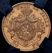 20 франков 1870 (Бельгия) (в слабе)