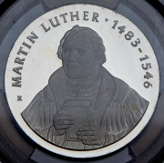 20 марок 1983 "500 лет со дня рождения Мартина Лютера" (ГДР) (в слабе)